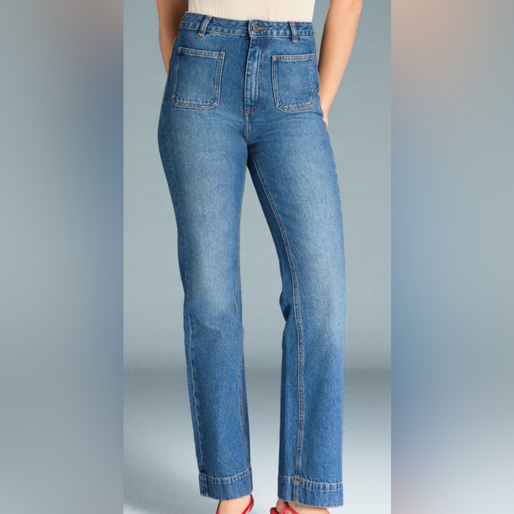 Gerard Darel Gray Straight Leg Jeans with front square pockets
